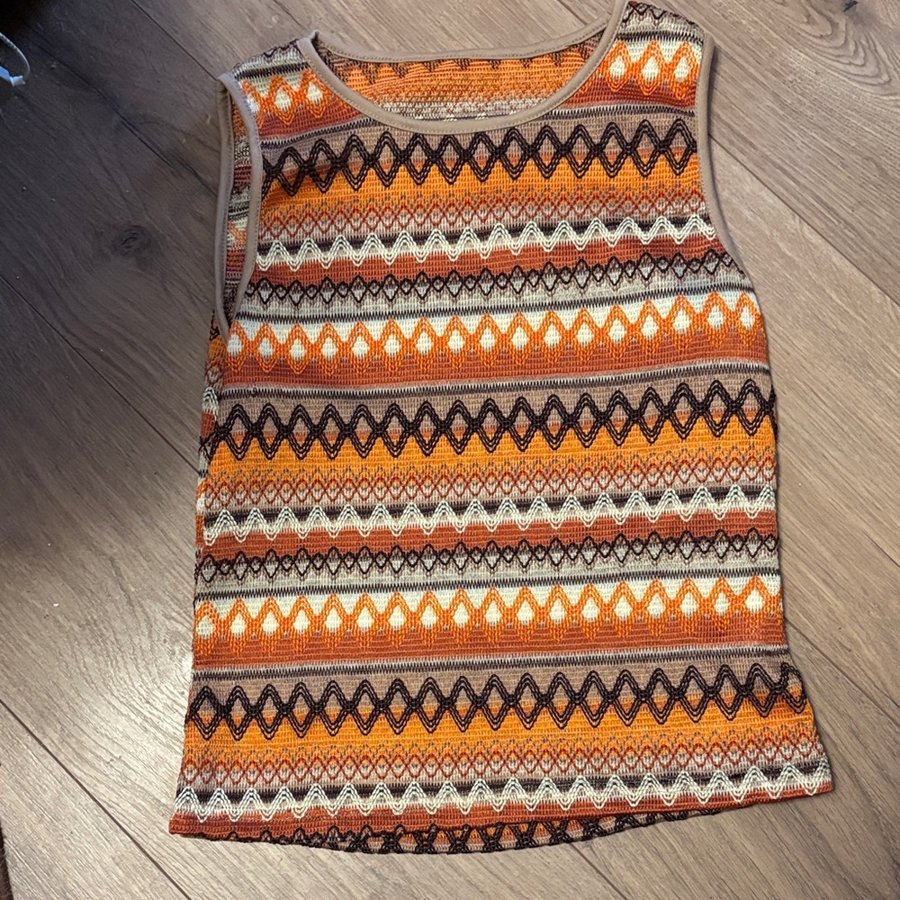 Orange Patterned Crop Top